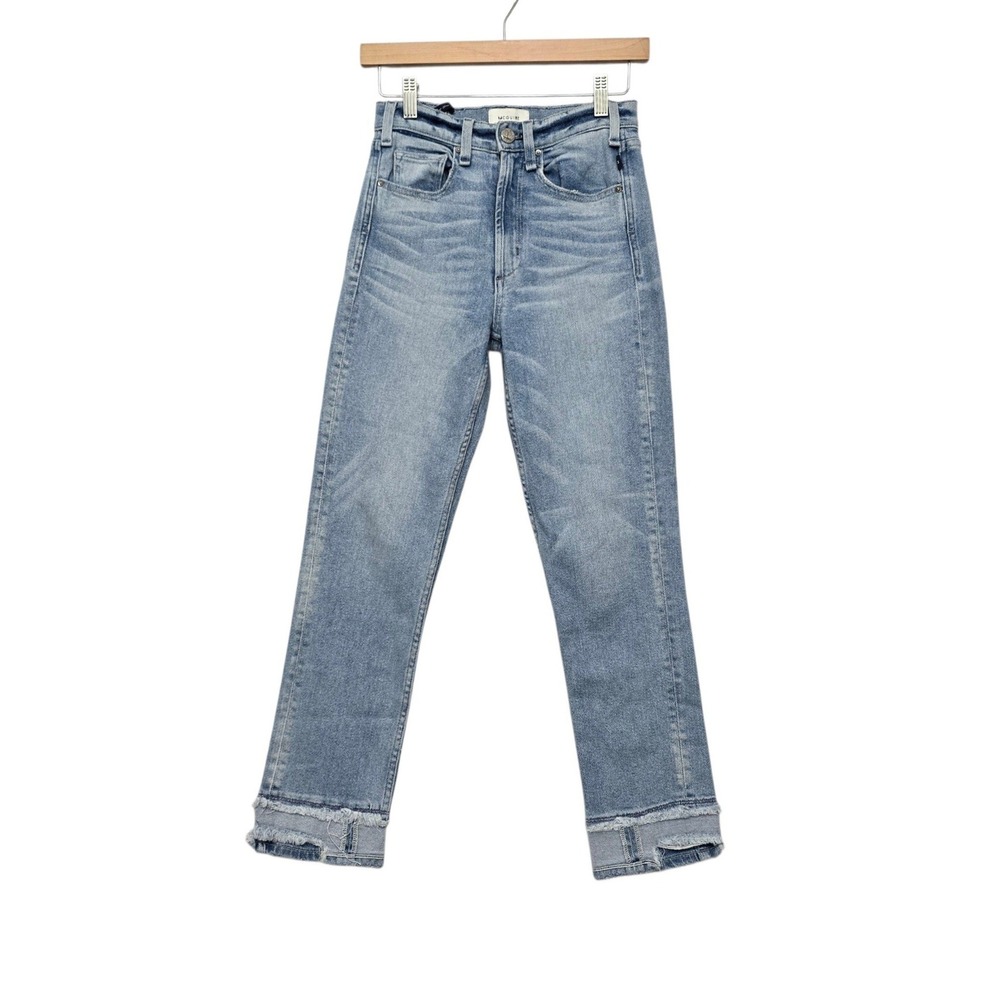 McGuire High Rise Straight Leg Raw Hem Jeans Light Wash 246B Size 25